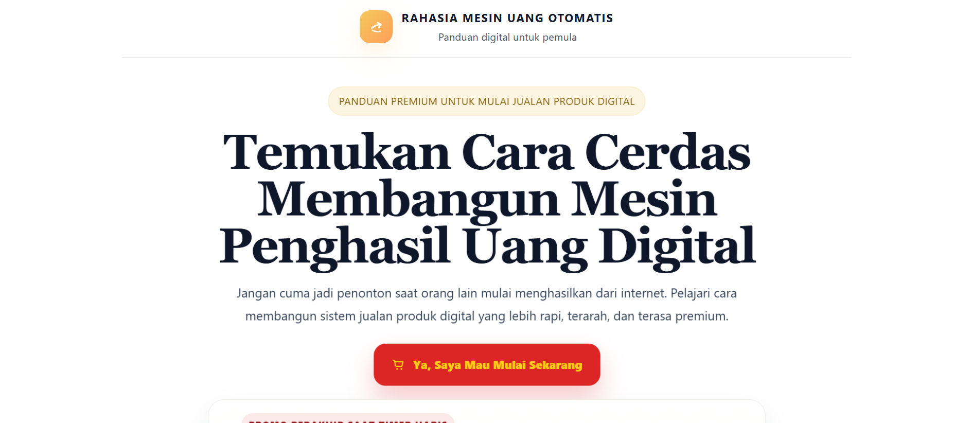 Landing page Rahasia Mesin Uang.